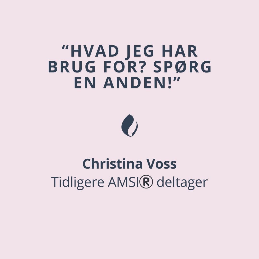 "Hvad jeg har brug for? Spørg en anden!" Interview med Christina Voss